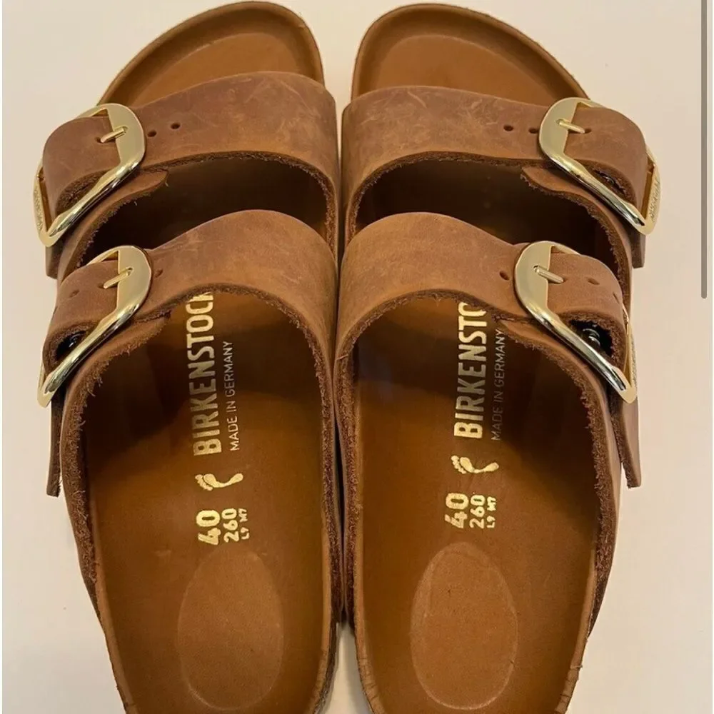 NWT BIRKENSTOCK Arizona Leather Dual-Buckle Slide Sandals EU 42 L 11 M 9 $175
